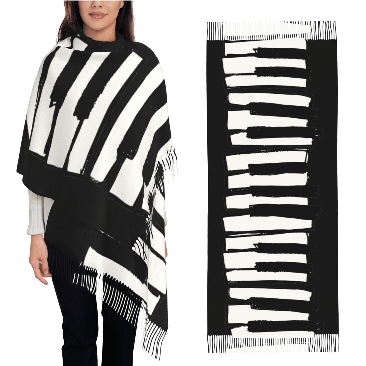 Minimalistic Piano Keys Scarf  - Pashmina Wrap Large ulasan dan harga