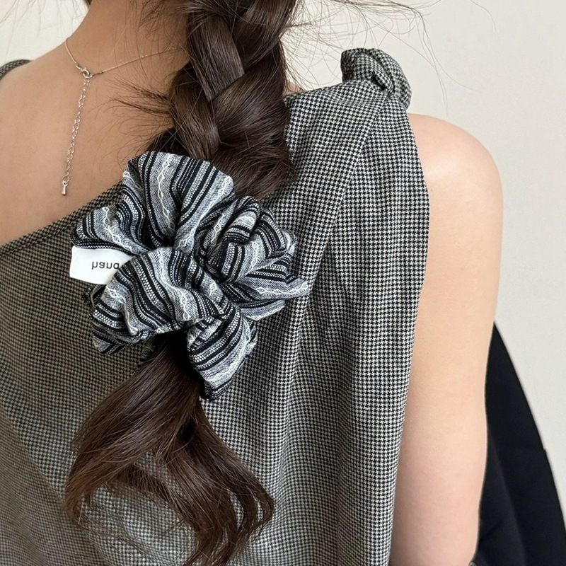 2024 Korea Fashion Stripe Hair - Silk Tie Striped ulasan dan harga