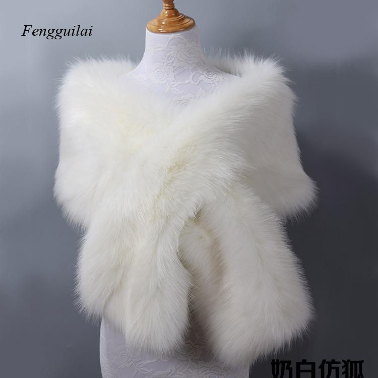 Women's White Faux Fur Shawl B - Stole Wedding Shawl ulasan dan harga