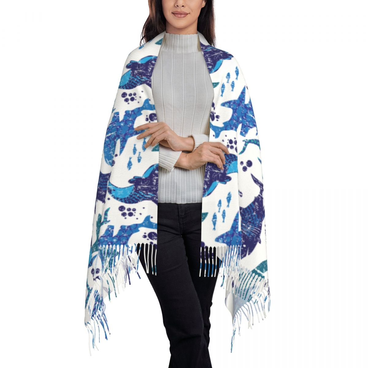 Shark Underwater World Ocean S - Pashmina Wrap Large ulasan dan harga