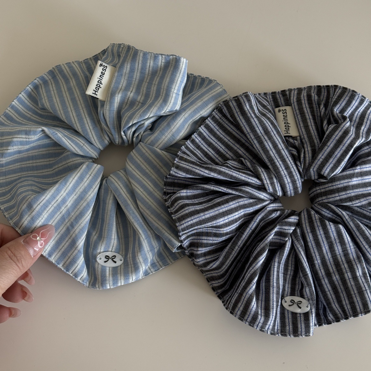 Blue Solid Color Silk Hair Ban - Silk Tie Striped ulasan dan harga