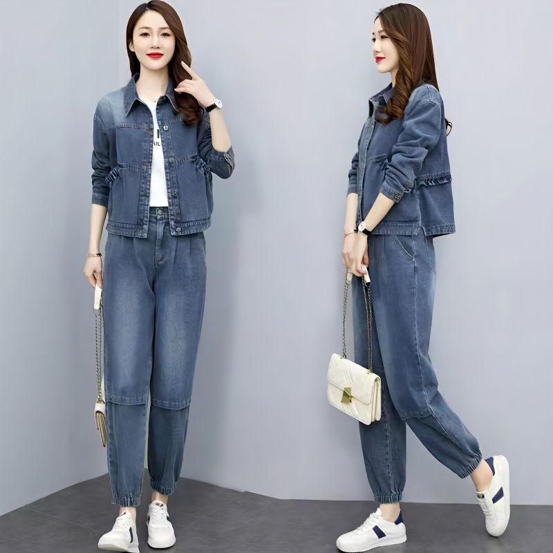Women Denim Suits 2024 New Spr - Pocket Square Set ulasan dan harga