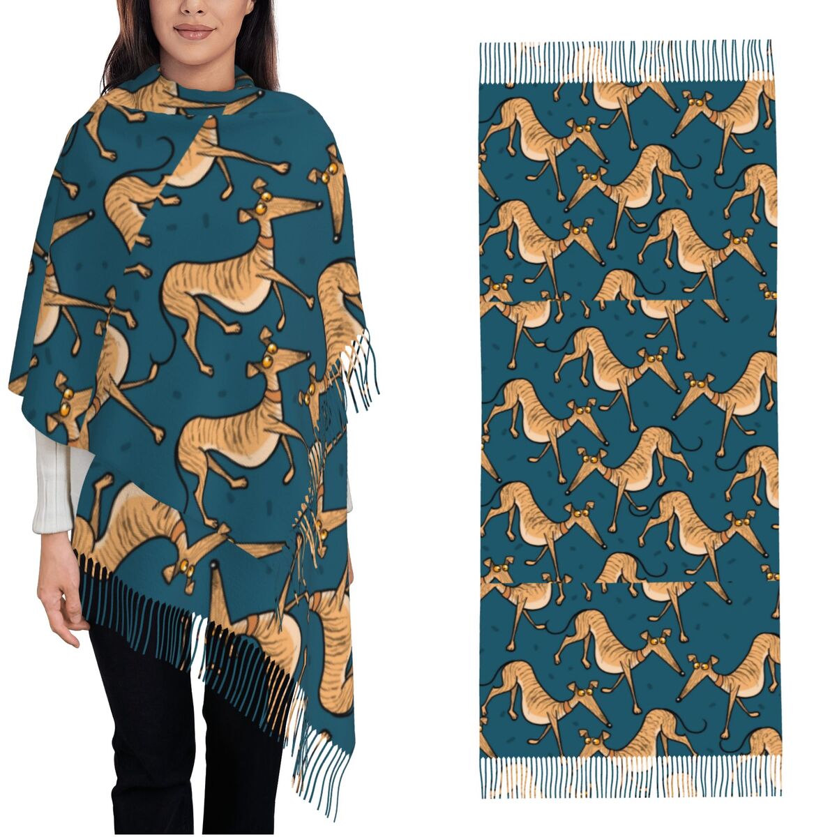 Greyhound Whippet Lurcher Dog  - Pashmina Wrap Large ulasan dan harga
