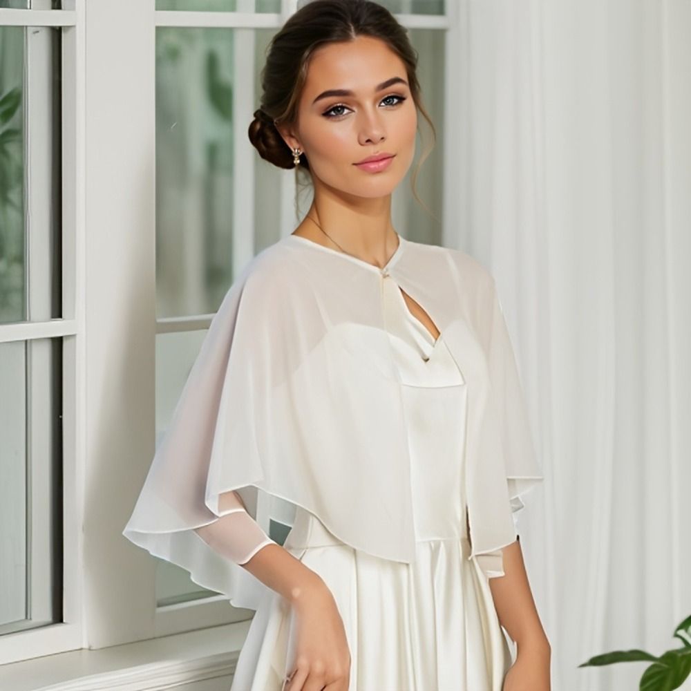 Vintage Sheer Chiffon Capelet  - Stole Wedding Shawl ulasan dan harga