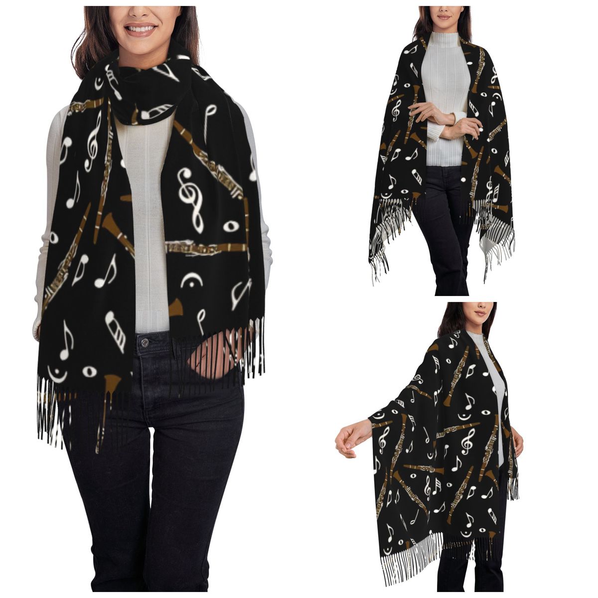 Womens Scarf with Tassel Clari - Pashmina Wrap Large ulasan dan harga