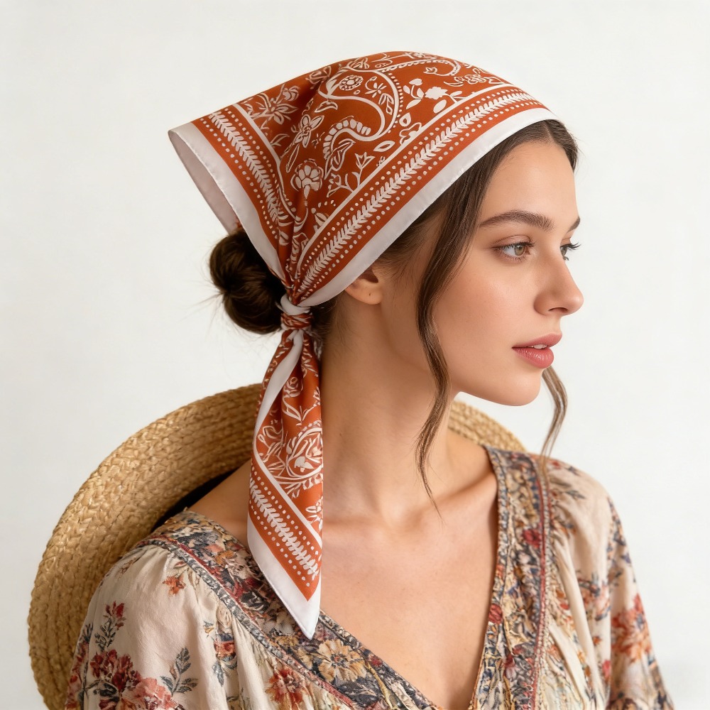 1Pc cashew print fashion silk  - Silk Neck Scarf ulasan dan harga