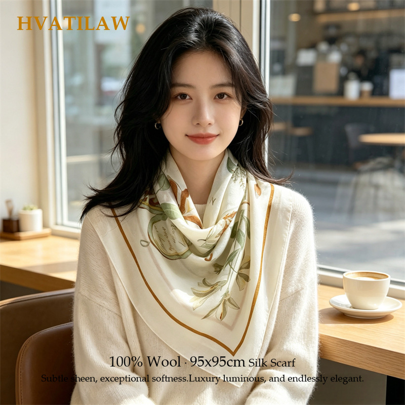 100% Wool Scarf Female Luxury  - Pashmina Wrap Large ulasan dan harga