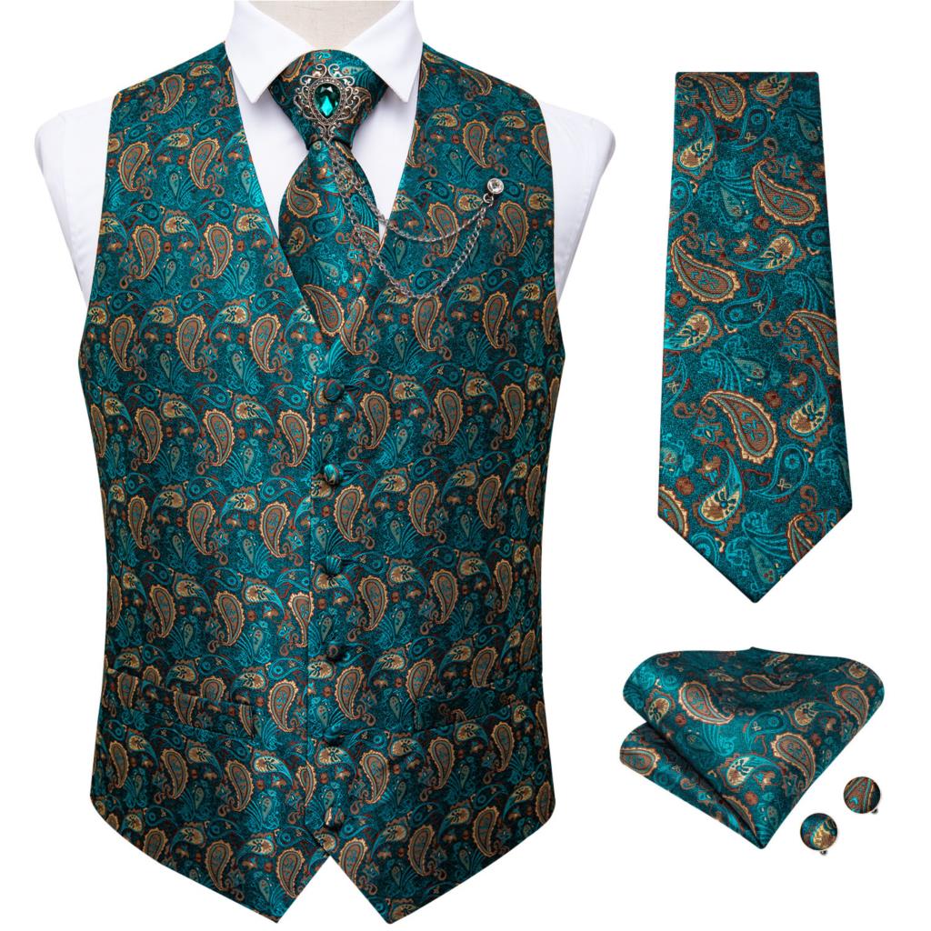 New Teal Green Paisley Formal  - Pocket Square Set ulasan dan harga