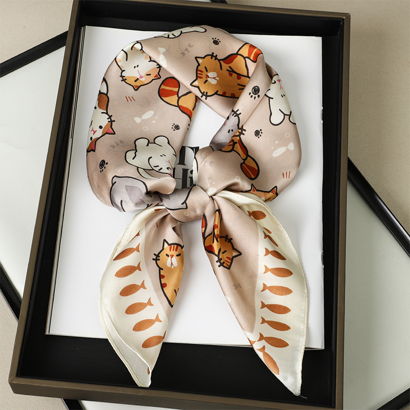 Luxury Silk Shawl Fat Cat Squa - Face Scarf Mask ulasan dan harga