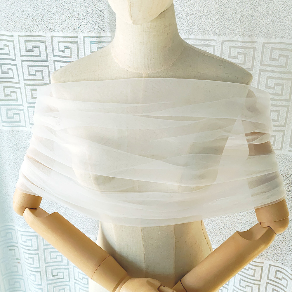 Women Pleated Tulle Sheer Wrap - Stole Wedding Shawl ulasan dan harga