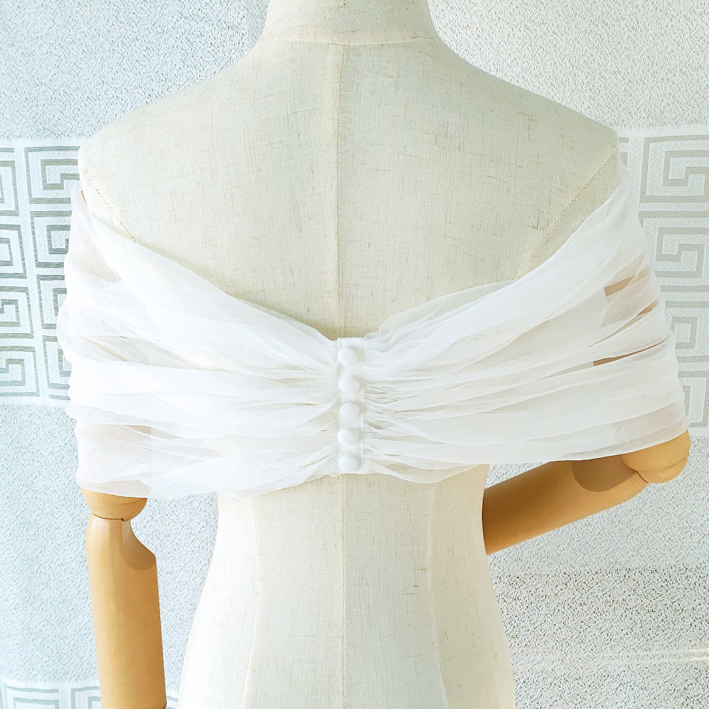 Women Pleated Tulle Sheer Wrap - Stole Wedding Shawl ulasan dan harga