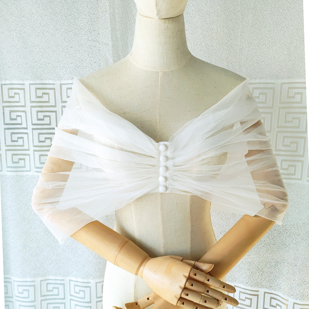 Women Pleated Tulle Sheer Wrap - Stole Wedding Shawl ulasan dan harga