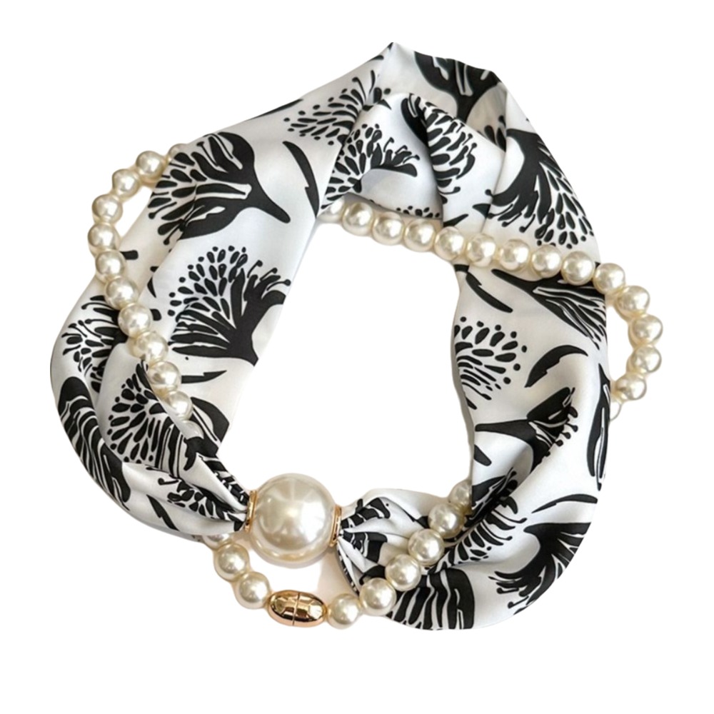 Silk Material Magnetic Pearl S - Ascot Neck Scarf ulasan dan harga